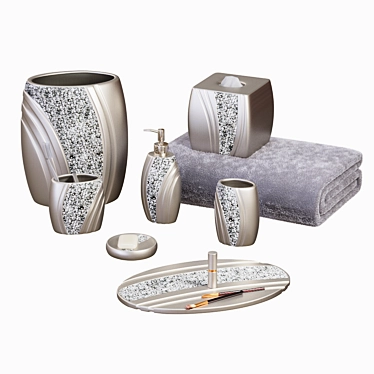 Elegant Silver Gray Bath Set 3D model image 1 