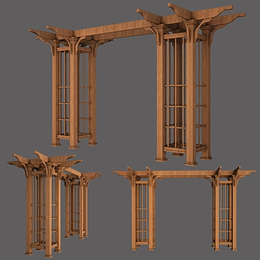 Elegant Wood Stargaze Pergola 3D model image 1 