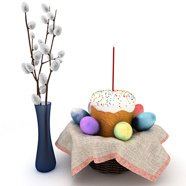 Easter Willow Vase 3D model image 1 