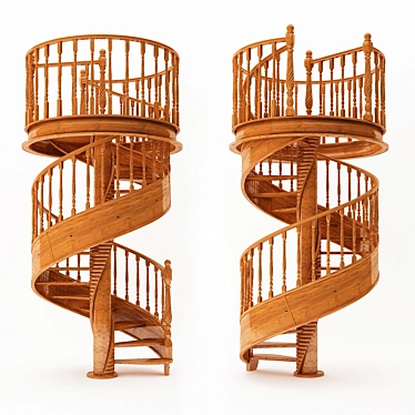 Spiral Wood Stair: Modern Elegance 3D model image 1 