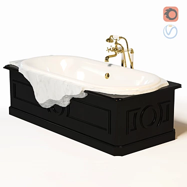 Petra Black & White Luxury Bathtub 3D model image 1 