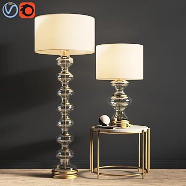 Jasmine Glass Lamp: Vintage Elegance for Every Room! 3D model image 1 