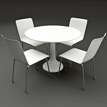 Round Table and 4 Chairs 3D model image 1 