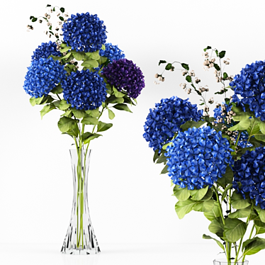 Elegant Hydrangea Blue Flower 3D model image 1 