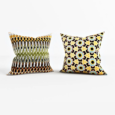 Embroidered Ikat Reflection Pillow Set 3D model image 1 