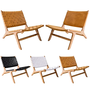Flat Leather Marlboro Chairs: Stylish & Comfortable! 3D model image 1 