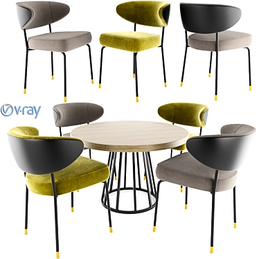 Sleek Low Chair & Round Table Set 3D model image 1 