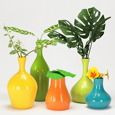 Colorful Vase Plant Collection 3D model image 1 