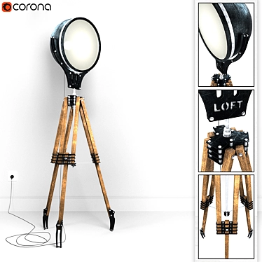 Industrial Geometric Floor Lamp 3D model image 1 