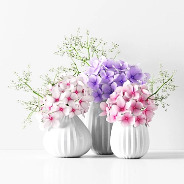 Tranquil Hydrangea Trio 3D model image 1 