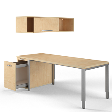 Office Essentials Desk & Wall Cabinet 3D model image 1 