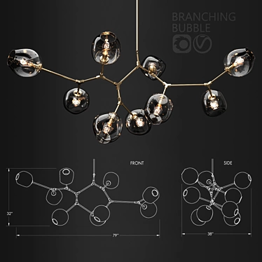 Ethereal Glow: Branching Bubble Pendant 3D model image 1 