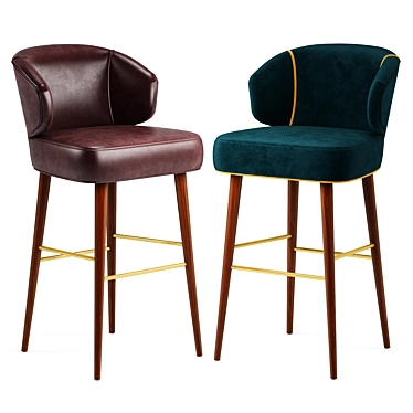 Luxurious Tippi Bar Chair: Velvet Beauty 3D model image 1 