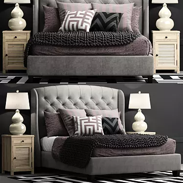 Elegant Queen Bed 3D model image 1 