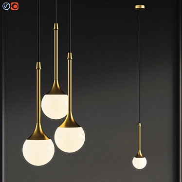 Sleek SS-1 Pendant with Frosted Glass 3D model image 1 