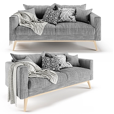 Modern Grey 3-Seater Sofa 3D model image 1 