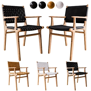 Sleek Stripped Dining Chairs with Arms 3D model image 1 