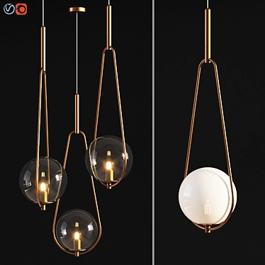 Modern Brass Pendant Lamp 3D model image 1 