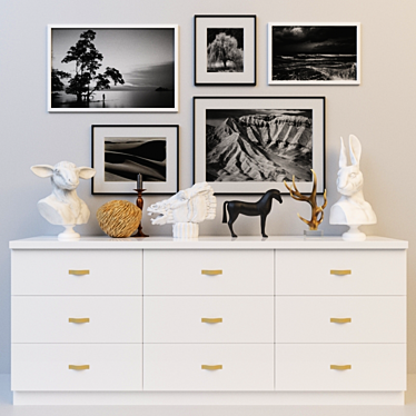 Modern Decor Set: Sculptures, Drawers, Paintings 3D model image 1 