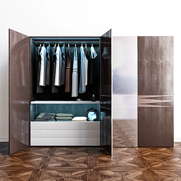 Elegant 4-Door Wardrobe - Monaco Italy 3D model image 1 