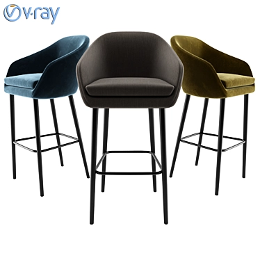 Elegant Aleria Upholstered Bar Stool 3D model image 1 