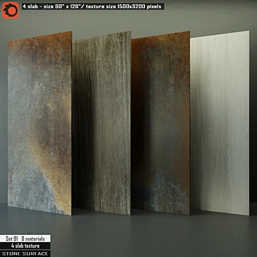 Luxury Stone Slab Set 91: High-res Texture & Versatile Materials! 3D model image 1 