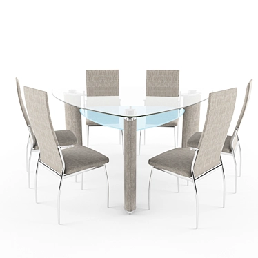 Cream Dico Dining Set 3D model image 1 