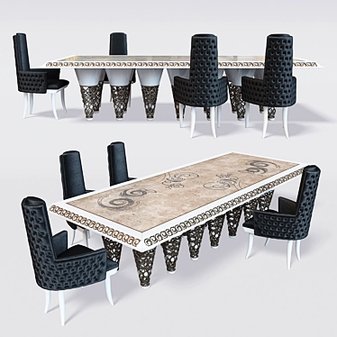 Saraya Dining Set: Elledue Table and Chair 3D model image 1 