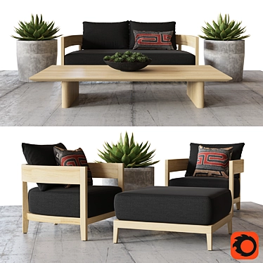 BALMAIN Teak Sofa Set | Restoration Hardware 3D model image 1 