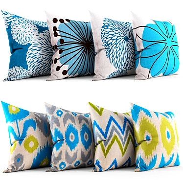 Elegant Embroidered Home Pillows 3D model image 1 