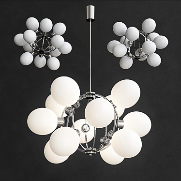 Title: Vintage Sputnik Lamp 12-Light Chrome Design 3D model image 1 