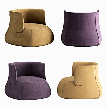 Plush and Comfortable Armchair 3D model image 1 