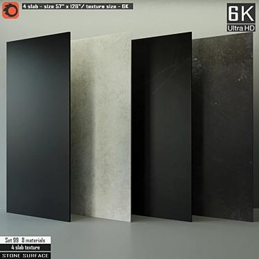 Stone Surface Slabs: 4-Piece Set 3D model image 1 