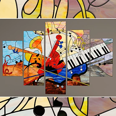 Mosaic Melodies: Abstract Musical Stained Glass 3D model image 1 