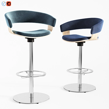 Mollie Velvet Barstool: Chic and Comfortable 3D model image 1 