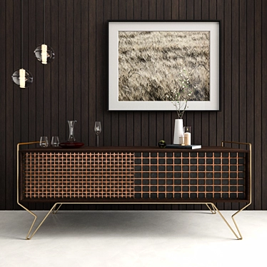 Stylish Sideboard Set: Wood, Copper & More 3D model image 1 