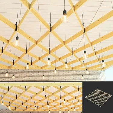 Elevate your Space with Wooden Suspended Ceiling 3D model image 1 