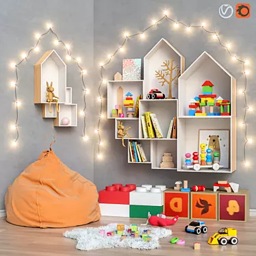 Kids Furniture and Toy Set 3D model image 1 