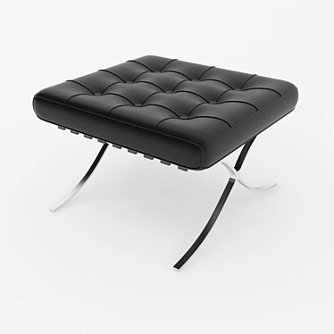 Barcelona Style Ottoman: Black Leather 3D model image 1 