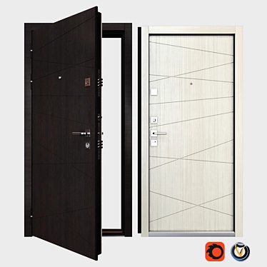 Monte Metal Entrance Door 900x2050mm 3D model image 1 