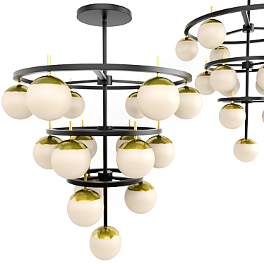 Elegant Sphere Chandelier: Weathered Black 3D model image 1 