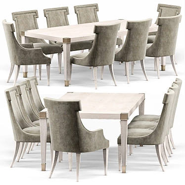 Hayley Hollywood Dining Set: Table & Chairs 3D model image 1 