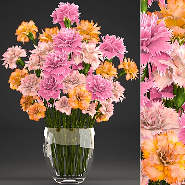 Spring Blooms: 10 Carnation Collection 3D model image 1 