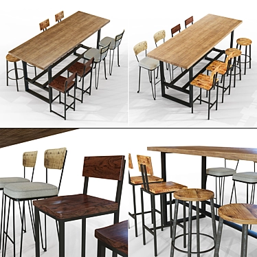 Title: Industrial Loft Bar Set 3D model image 1 