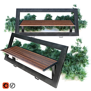 Rustic Juniper Wood Bench 3D model image 1 