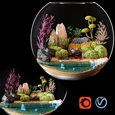 CasaVerde Florarium: Exquisite Moss and Greenery with Decorative Rocks 3D model image 1 