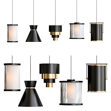 Sleek Black Gold Pendant Light 3D model image 1 