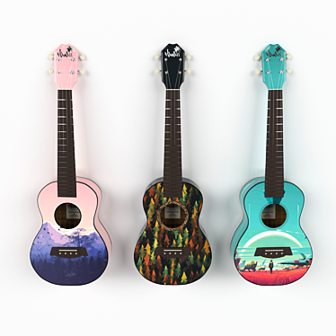 Colorful Decorative Ukulele Trio 3D model image 1 