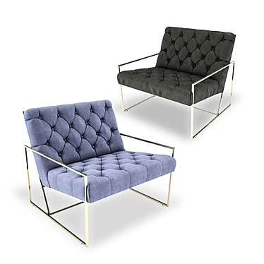 Elegant Brass and Leather Lounge Chair 3D model image 1 