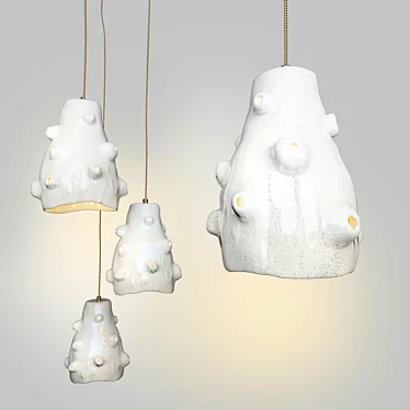 Modern White Ceramic Pendant Lamp 3D model image 1 